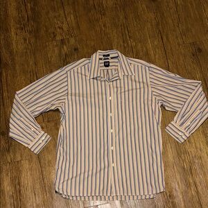 GAP Men's Casual Striped Shirt - Blue and Yellow